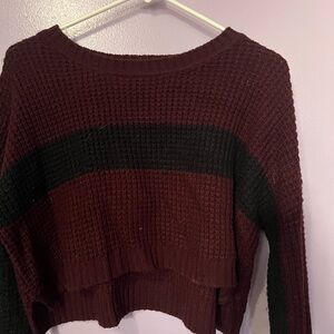 Women's Burgundy and Black Sweater